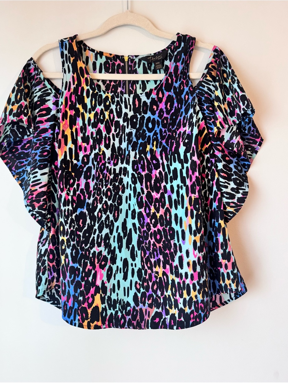 Thalia Sodi Multicolor Y2k Leopard Cold-Shoulder Blouse